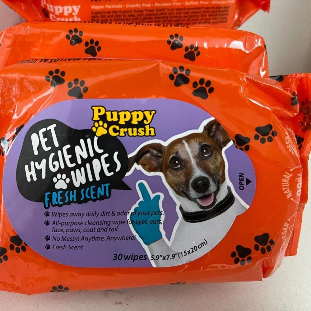 Puppy Crush pet Wipes, Fresh scent dog wipes 30, New Pet wipes, New cat wipes